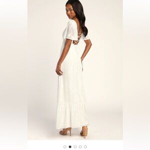 Lulu’s jacquard lace-up maxi dress bridal